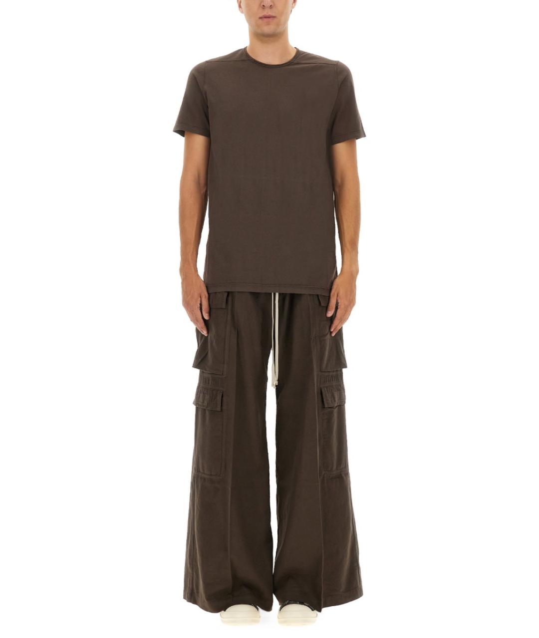 RICK OWENS DRKSHDW Коричневая хлопковая футболка, фото 5