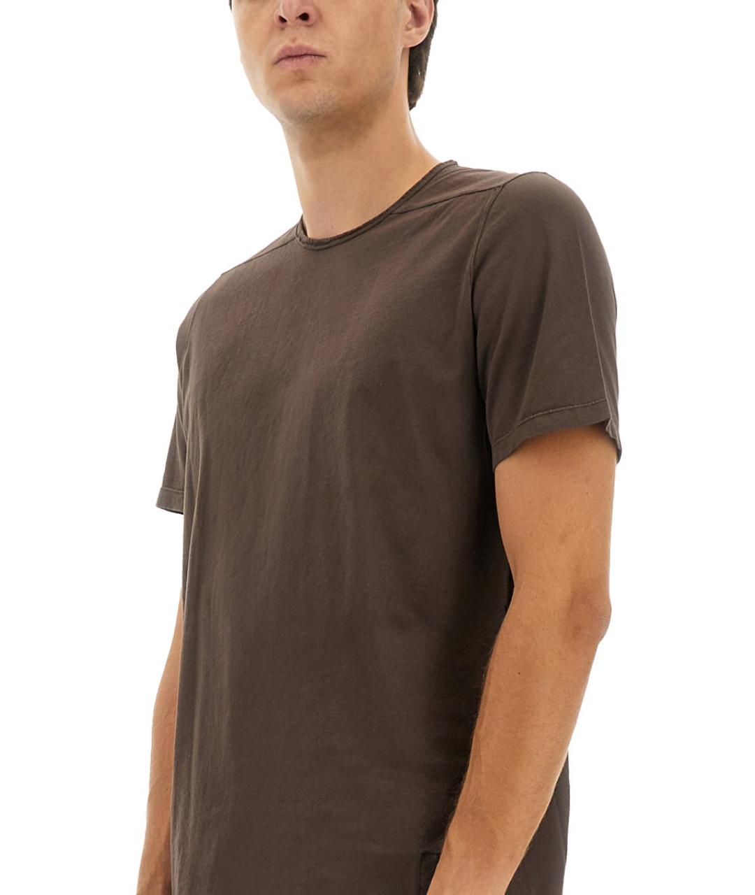 RICK OWENS DRKSHDW Коричневая хлопковая футболка, фото 4