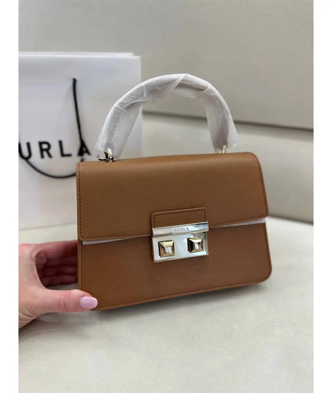 FURLA Коричневая кожаная сумка через плечо, фото 4