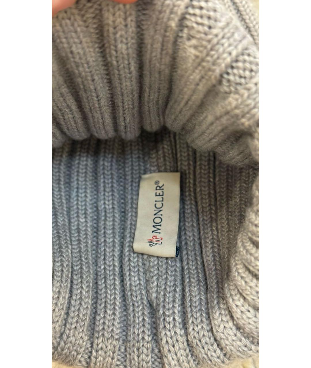 MONCLER Серая шерстяная шапка, фото 3