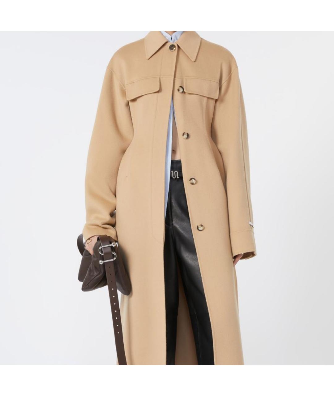 SPORTMAX Горчичное шерстяное пальто, фото 4