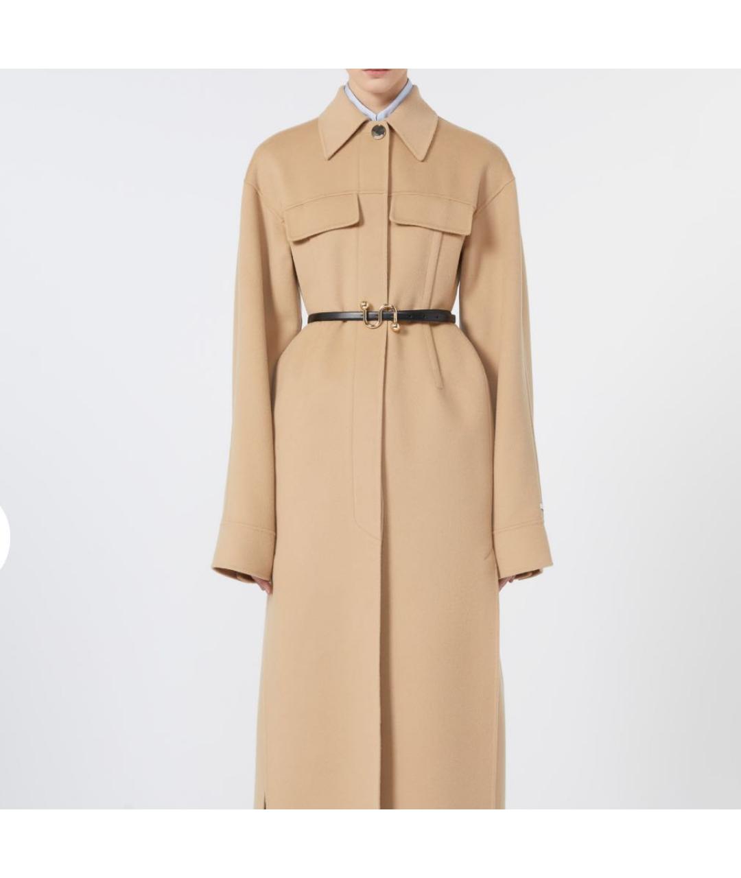 SPORTMAX Горчичное шерстяное пальто, фото 2