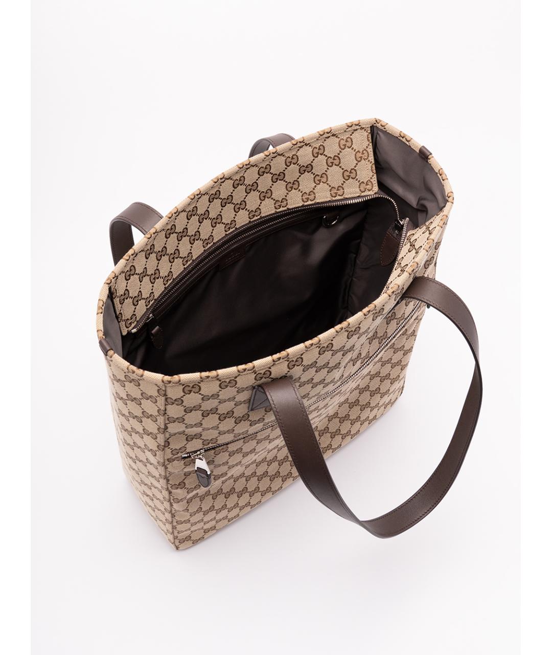 GUCCI Бежевая синтетическая сумка тоут, фото 5