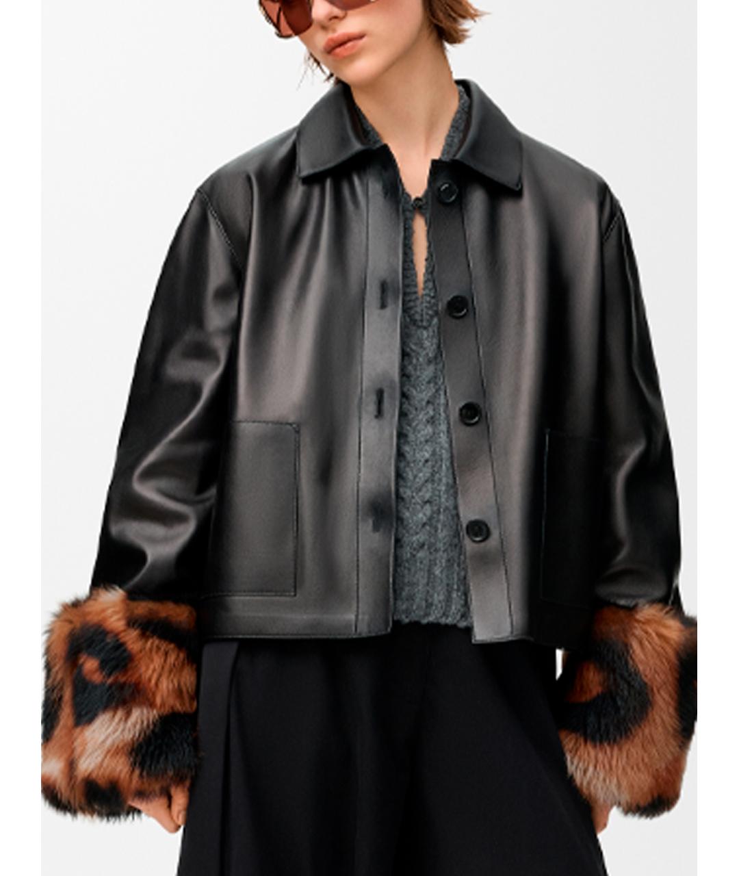 LOEWE Черная кожаная куртка, фото 3