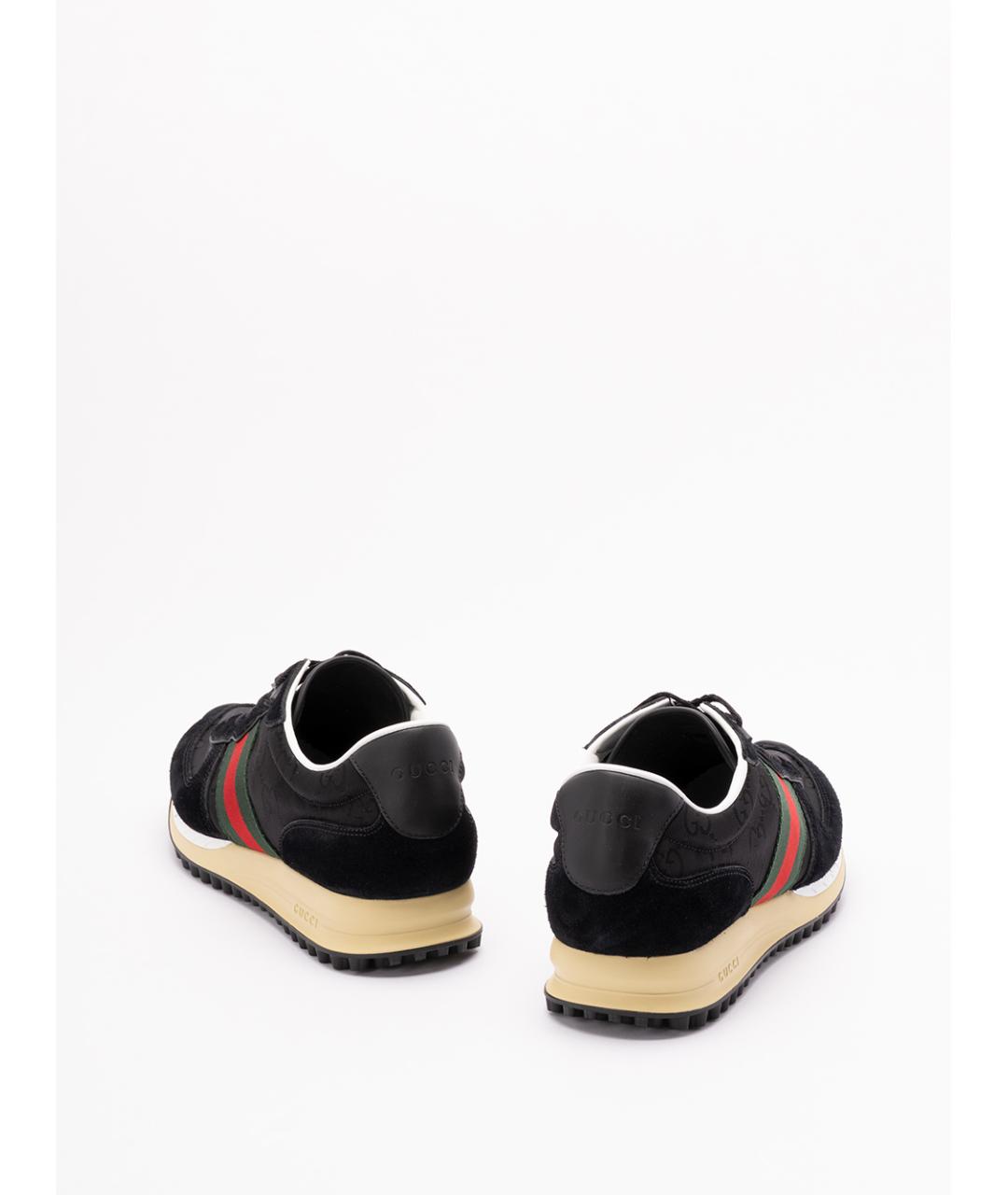 GUCCI Черные кожаные низкие кроссовки / кеды, фото 3