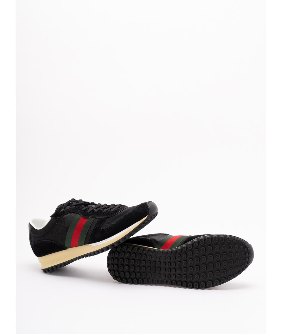 GUCCI Черные кожаные низкие кроссовки / кеды, фото 4