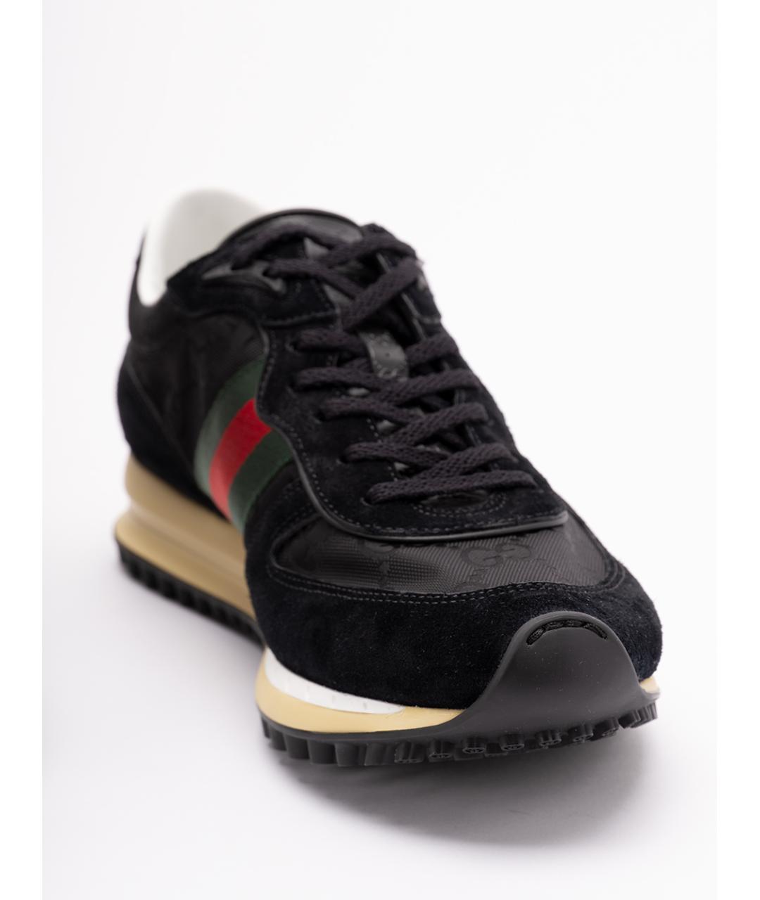 GUCCI Черные кожаные низкие кроссовки / кеды, фото 5