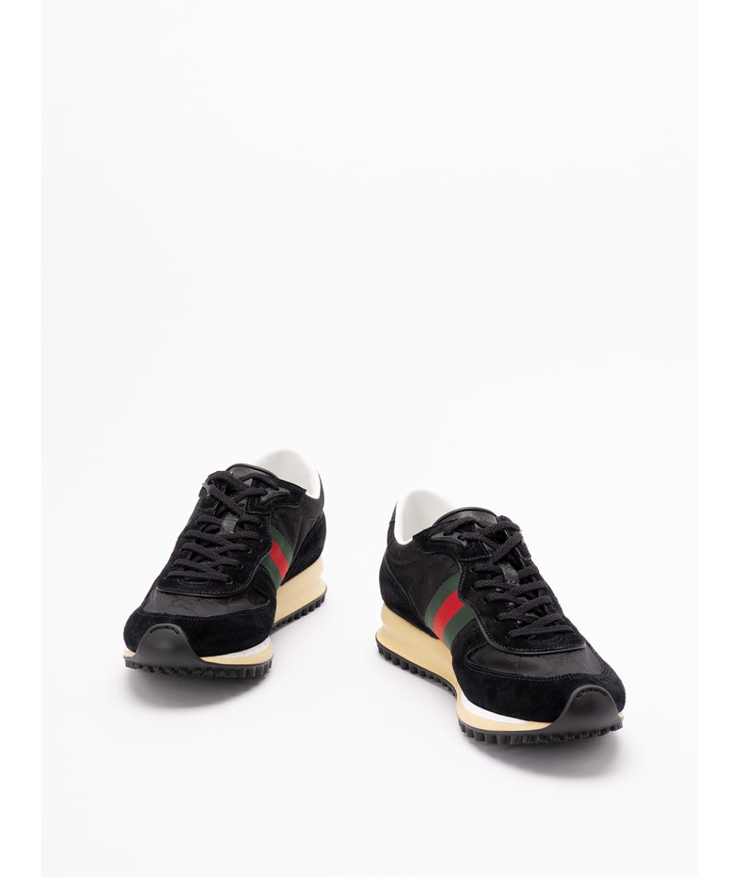 GUCCI Черные кожаные низкие кроссовки / кеды, фото 2