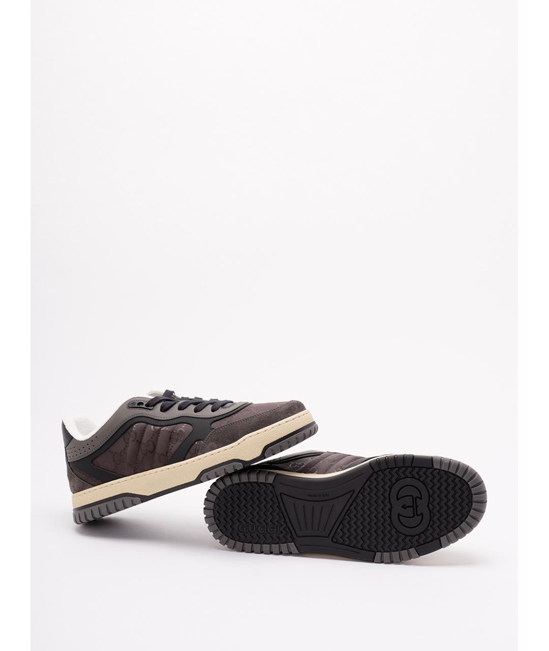 GUCCI Коричневые кожаные низкие кроссовки / кеды, фото 4
