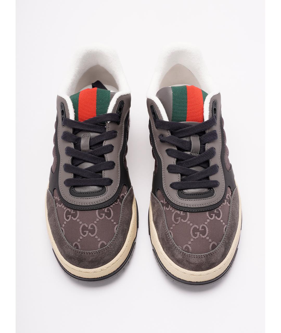 GUCCI Коричневые кожаные низкие кроссовки / кеды, фото 5