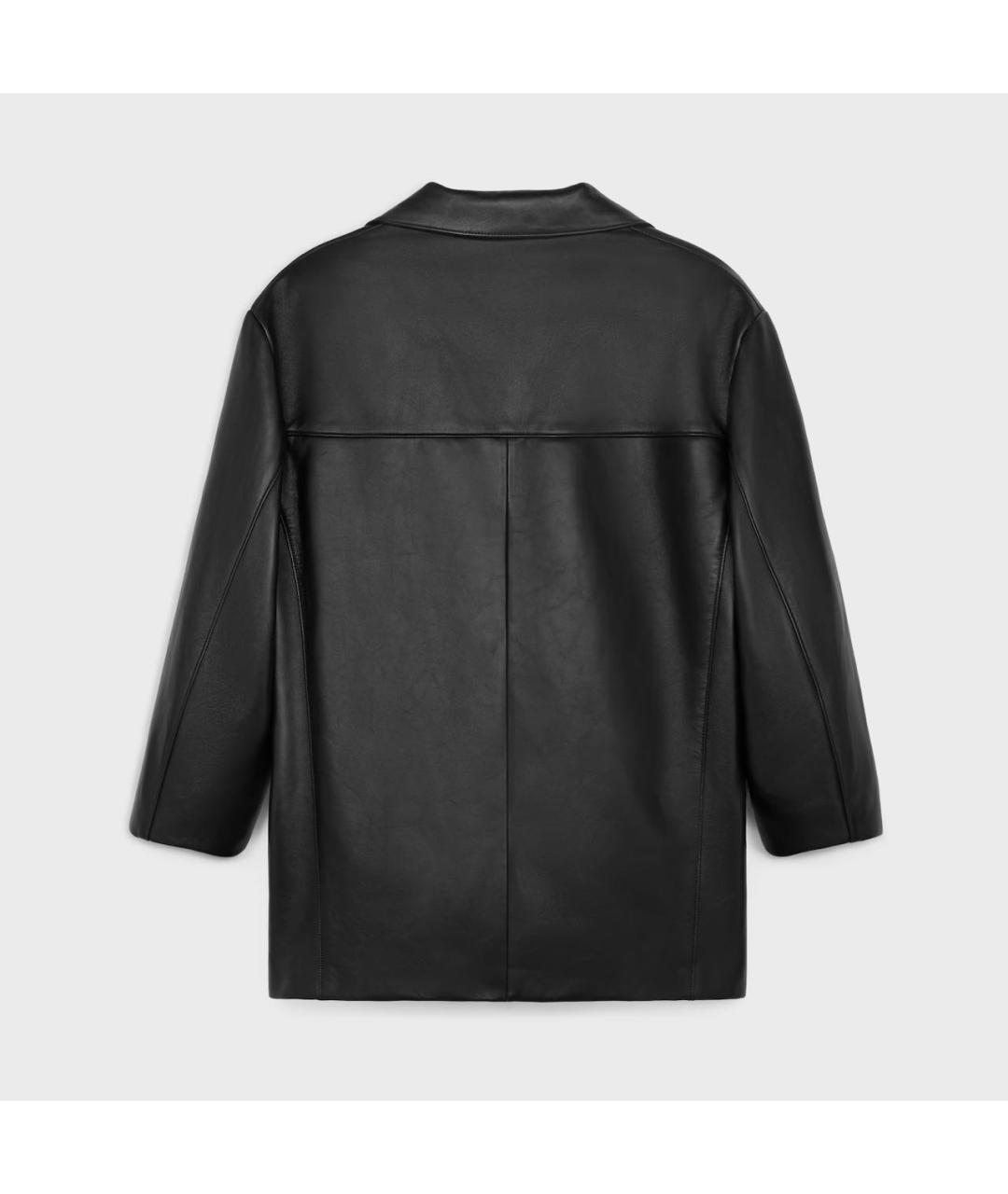 CELINE Черное кожаное пальто, фото 2