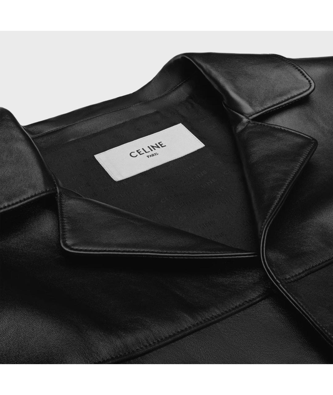 CELINE Черное кожаное пальто, фото 3