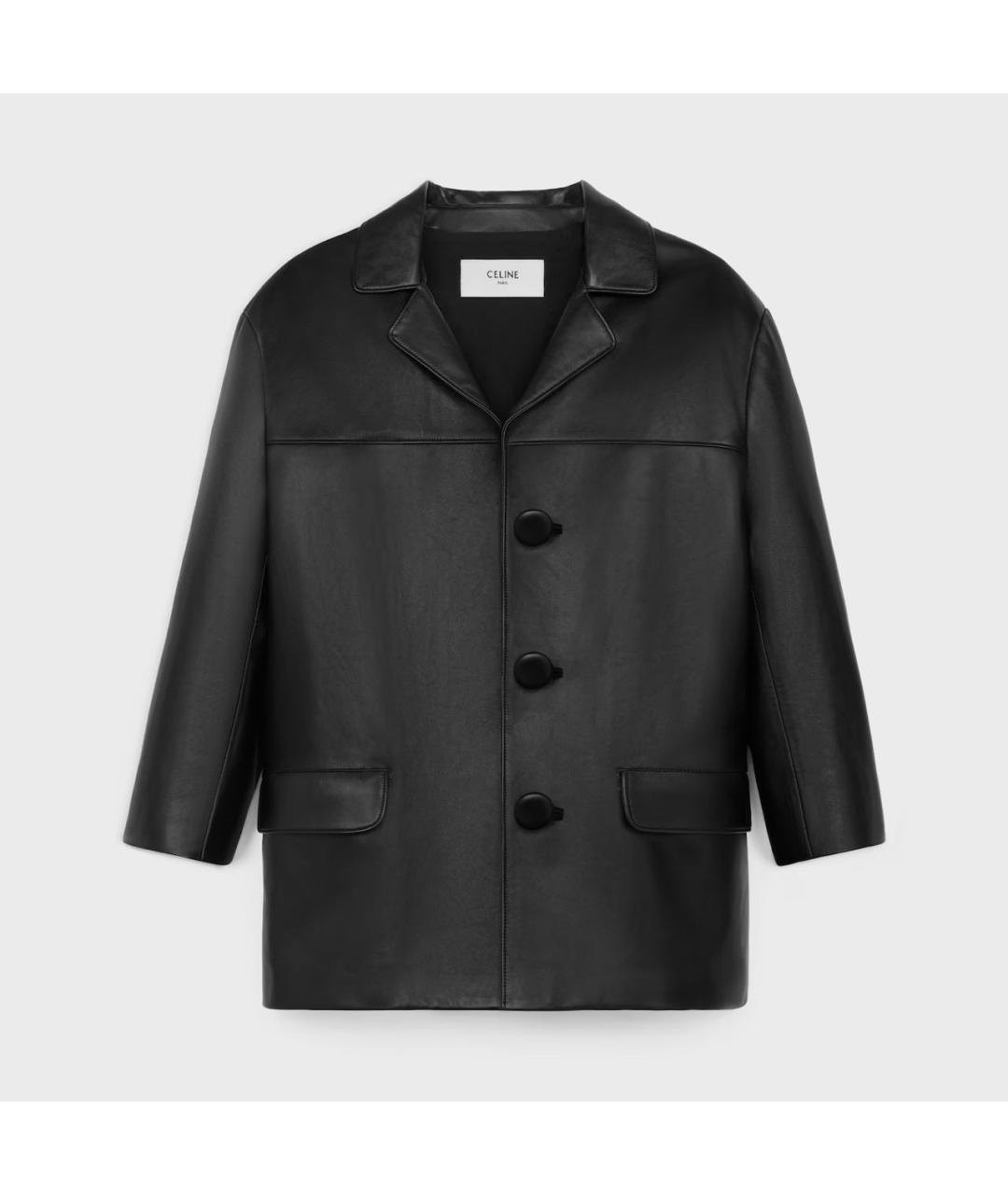 CELINE Черное кожаное пальто, фото 4
