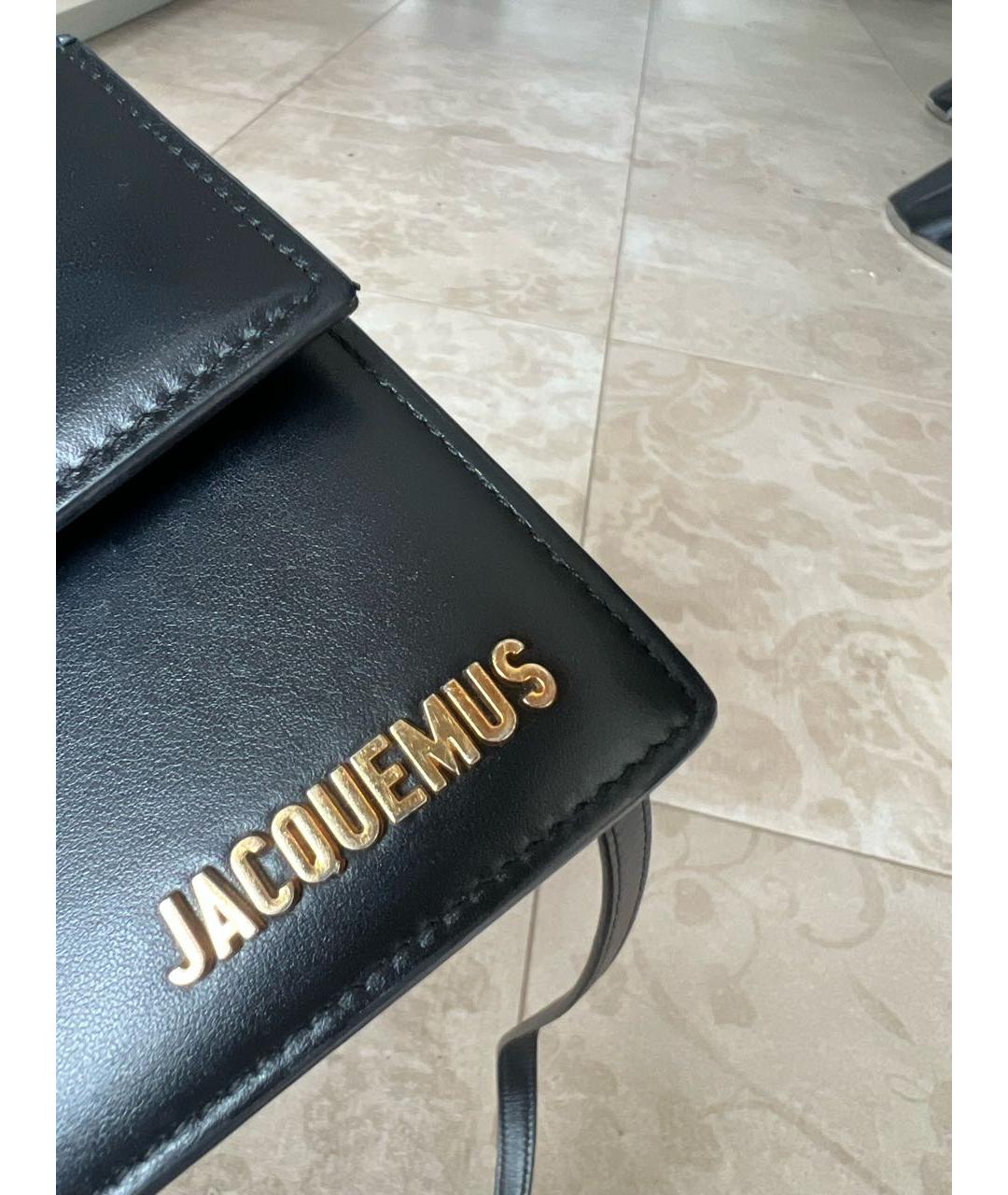 JACQUEMUS Черная кожаная сумка с короткими ручками, фото 5