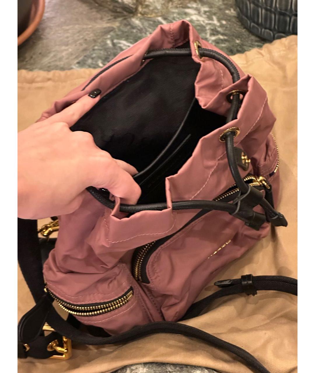 BURBERRY Розовый синтетический рюкзак, фото 4