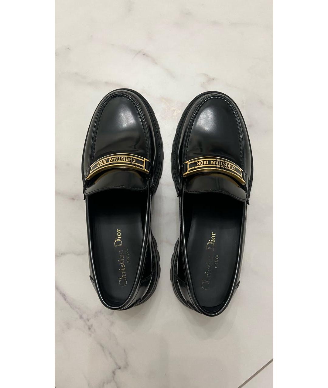 CHRISTIAN DIOR Черные кожаные лоферы, фото 3