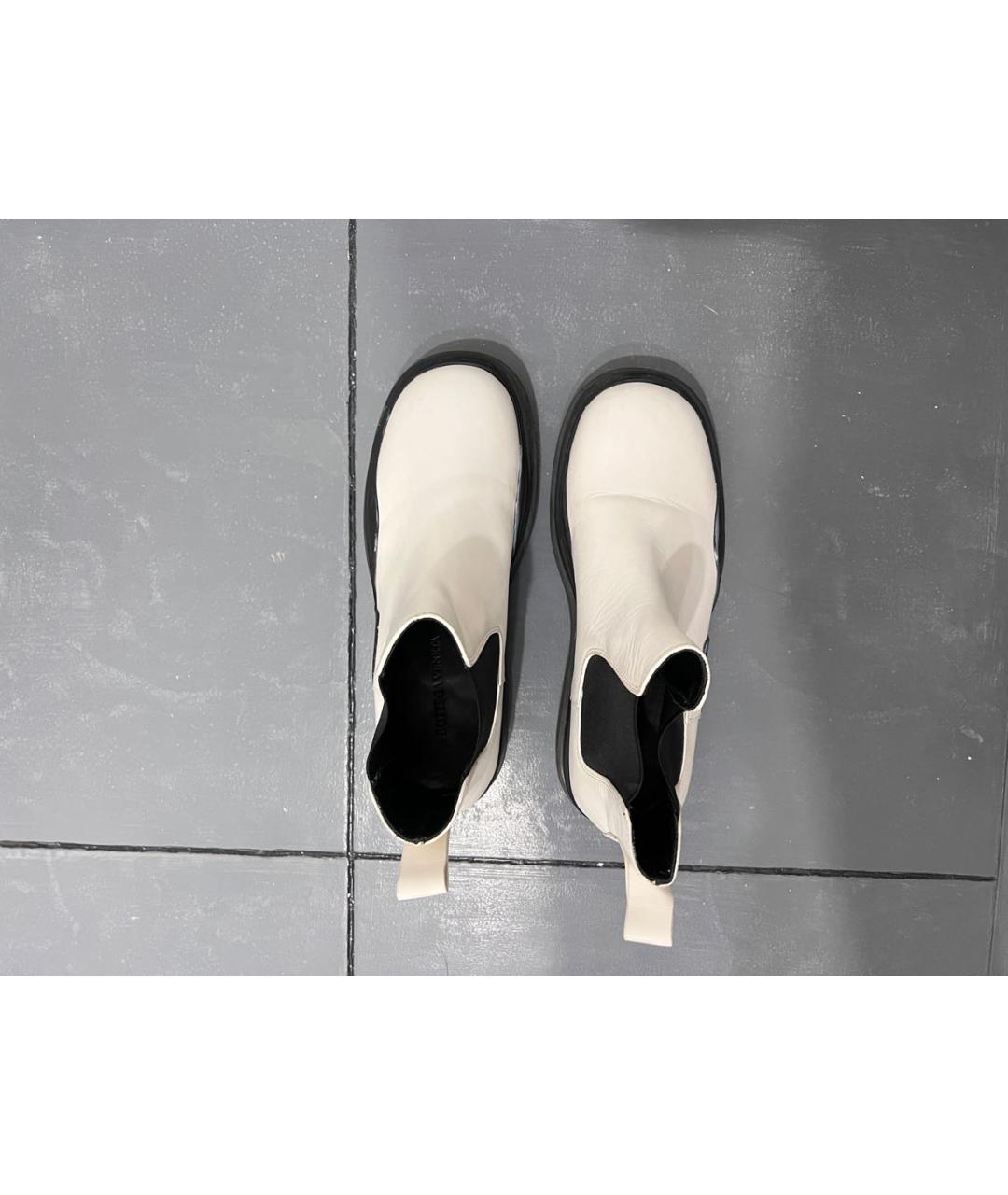 BOTTEGA VENETA Белые кожаные полусапоги, фото 4