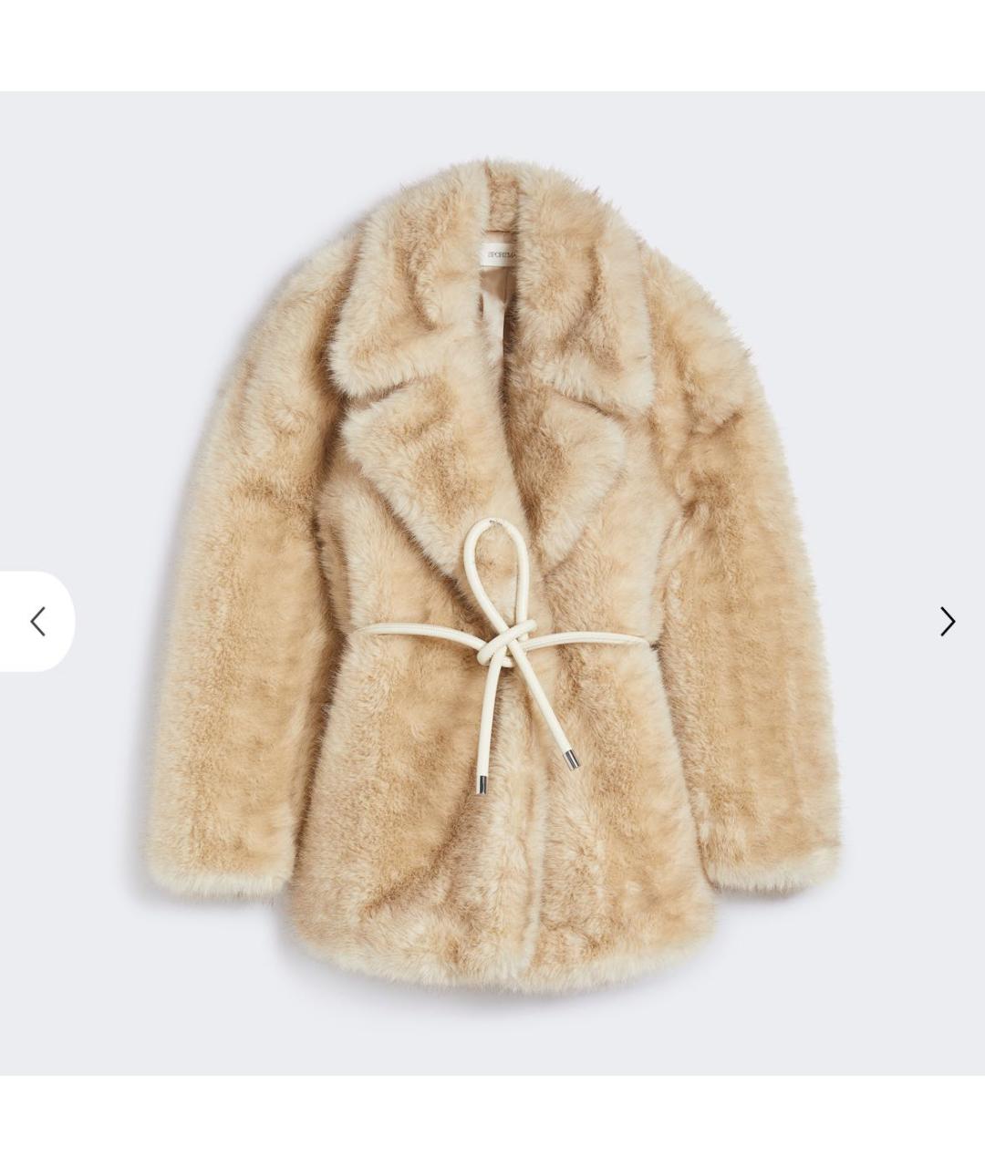 SPORTMAX Бежевая полиэстеровая шуба, фото 5