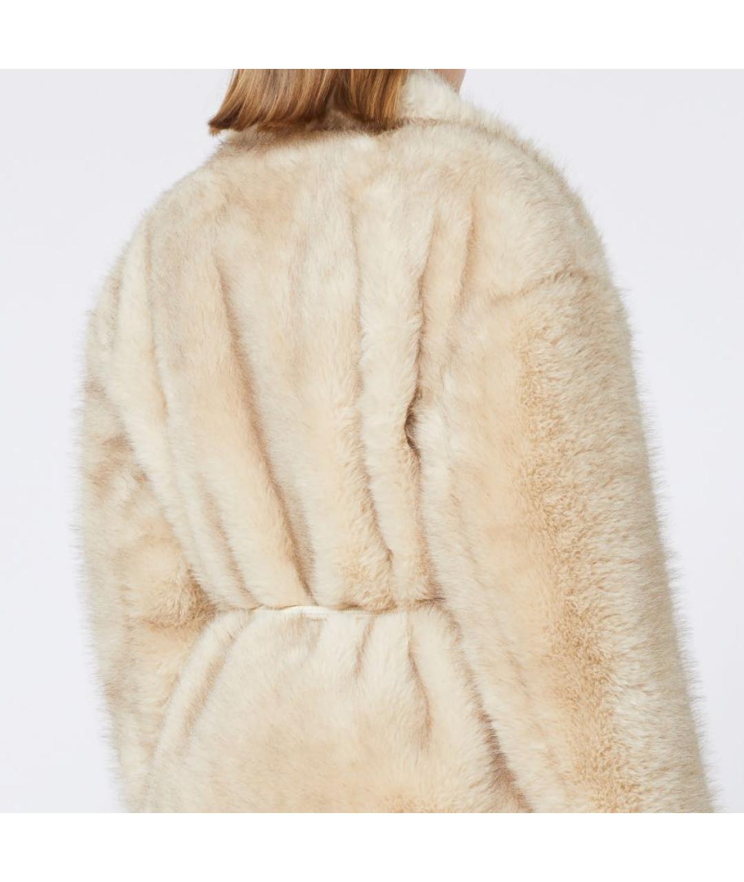 SPORTMAX Бежевая полиэстеровая шуба, фото 3