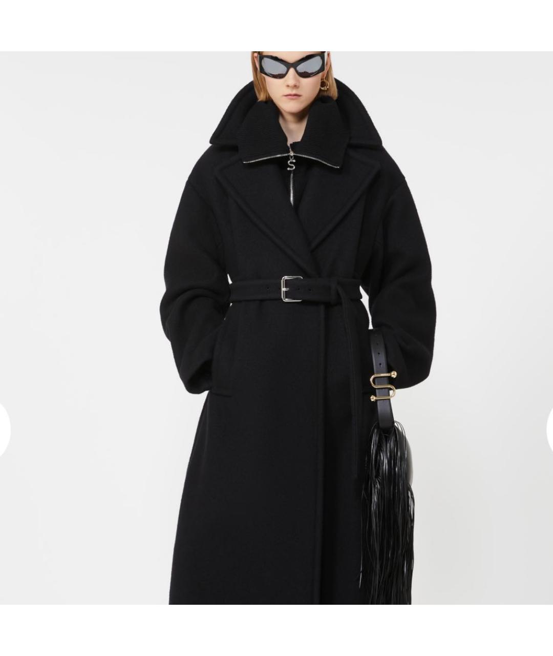 SPORTMAX Черное шерстяное пальто, фото 3