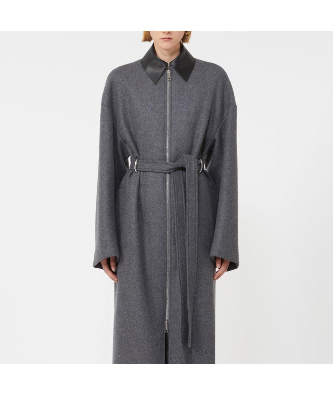 SPORTMAX Серое шерстяное пальто, фото 2