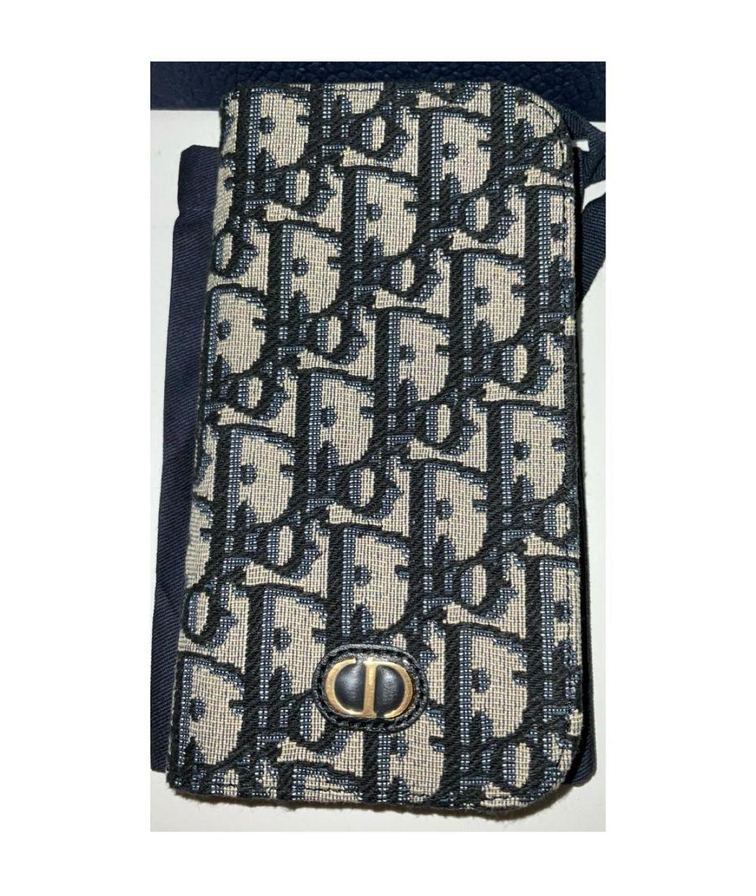 CHRISTIAN DIOR Серый кожаный кардхолдер, фото 2