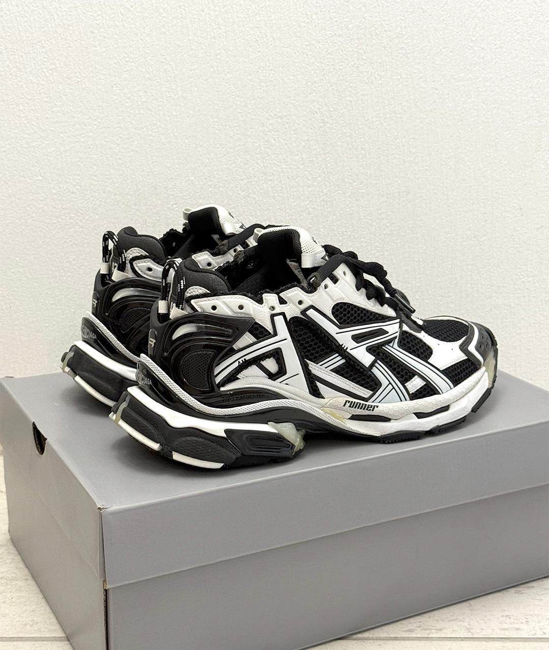 BALENCIAGA Черные кожаные низкие кроссовки / кеды, фото 7