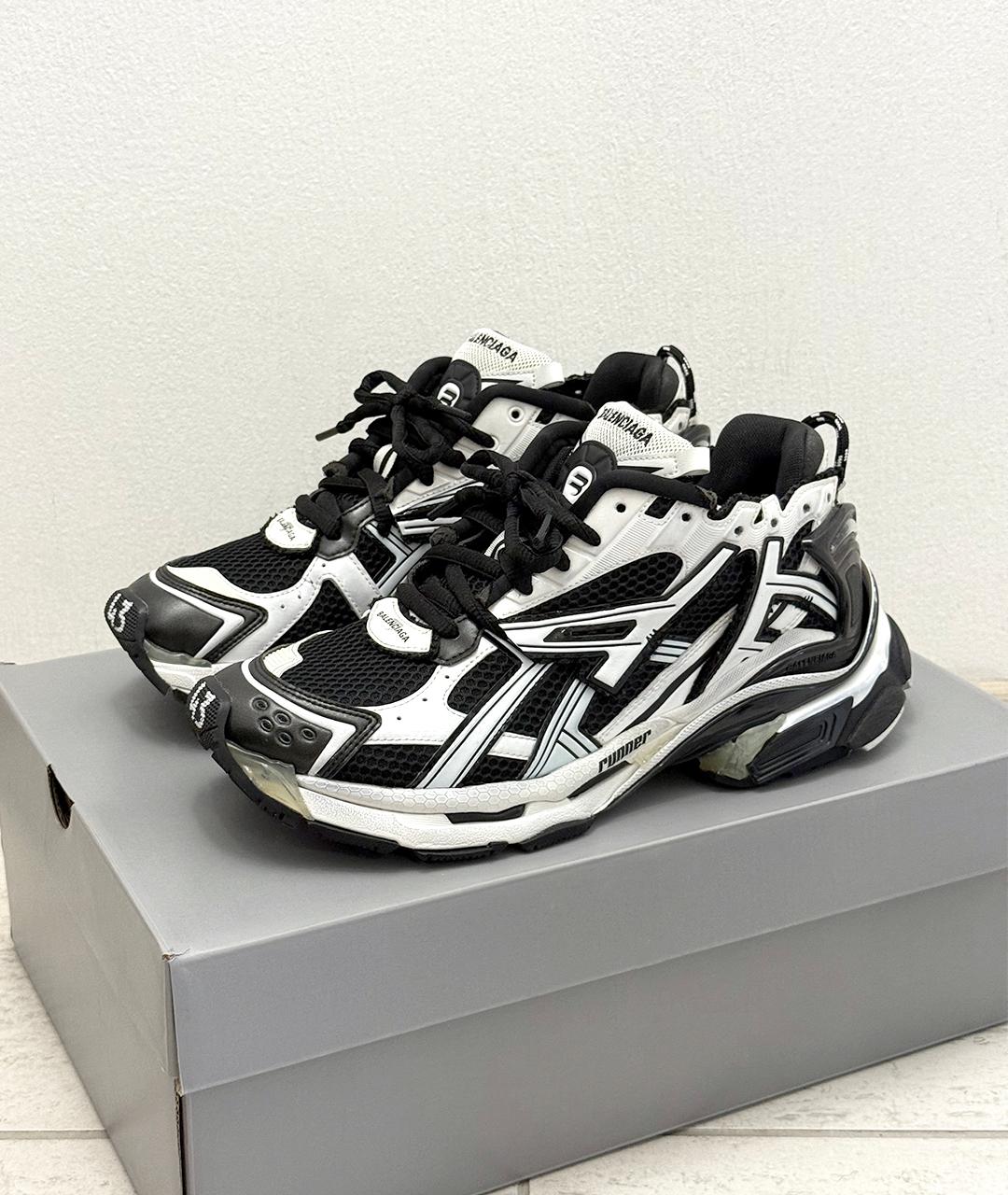 BALENCIAGA Черные кожаные низкие кроссовки / кеды, фото 2