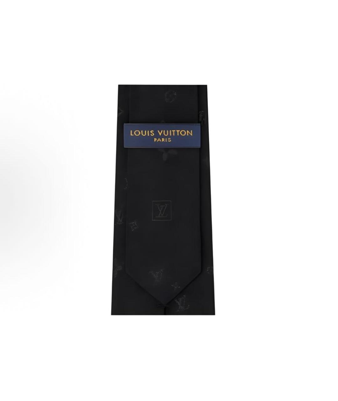 LOUIS VUITTON Черный шелковый галстук, фото 3