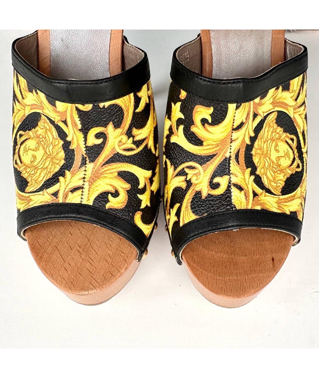 VERSACE Желтые кожаные сабо, фото 7