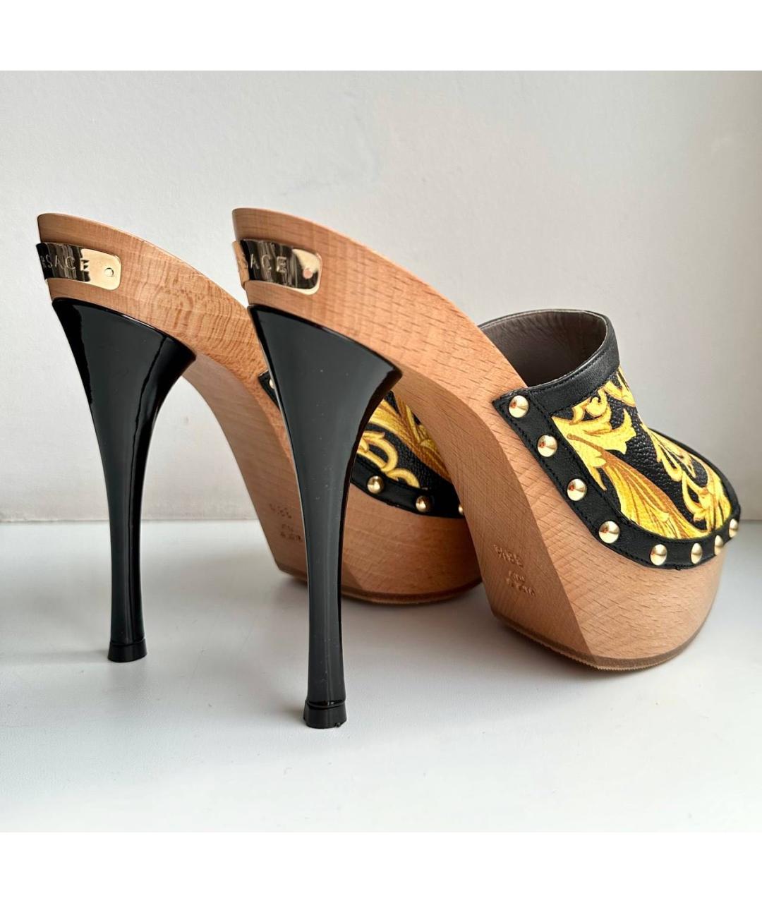 VERSACE Желтые кожаные сабо, фото 4