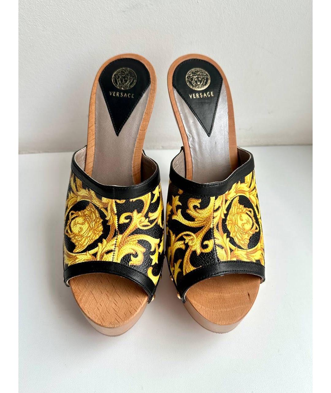 VERSACE Желтые кожаные сабо, фото 3