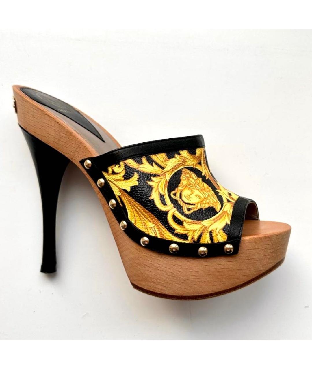 VERSACE Желтые кожаные сабо, фото 9