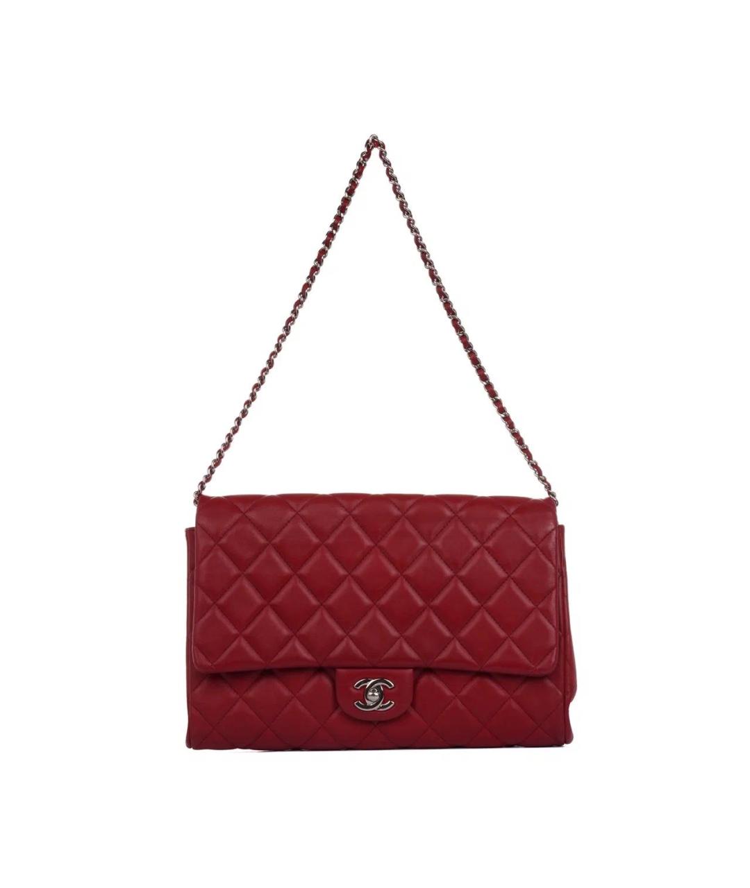 CHANEL Красная кожаная сумка с короткими ручками, фото 2