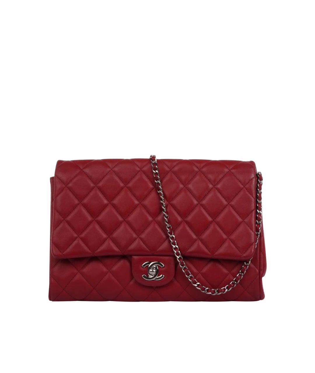 CHANEL Красная кожаная сумка с короткими ручками, фото 1