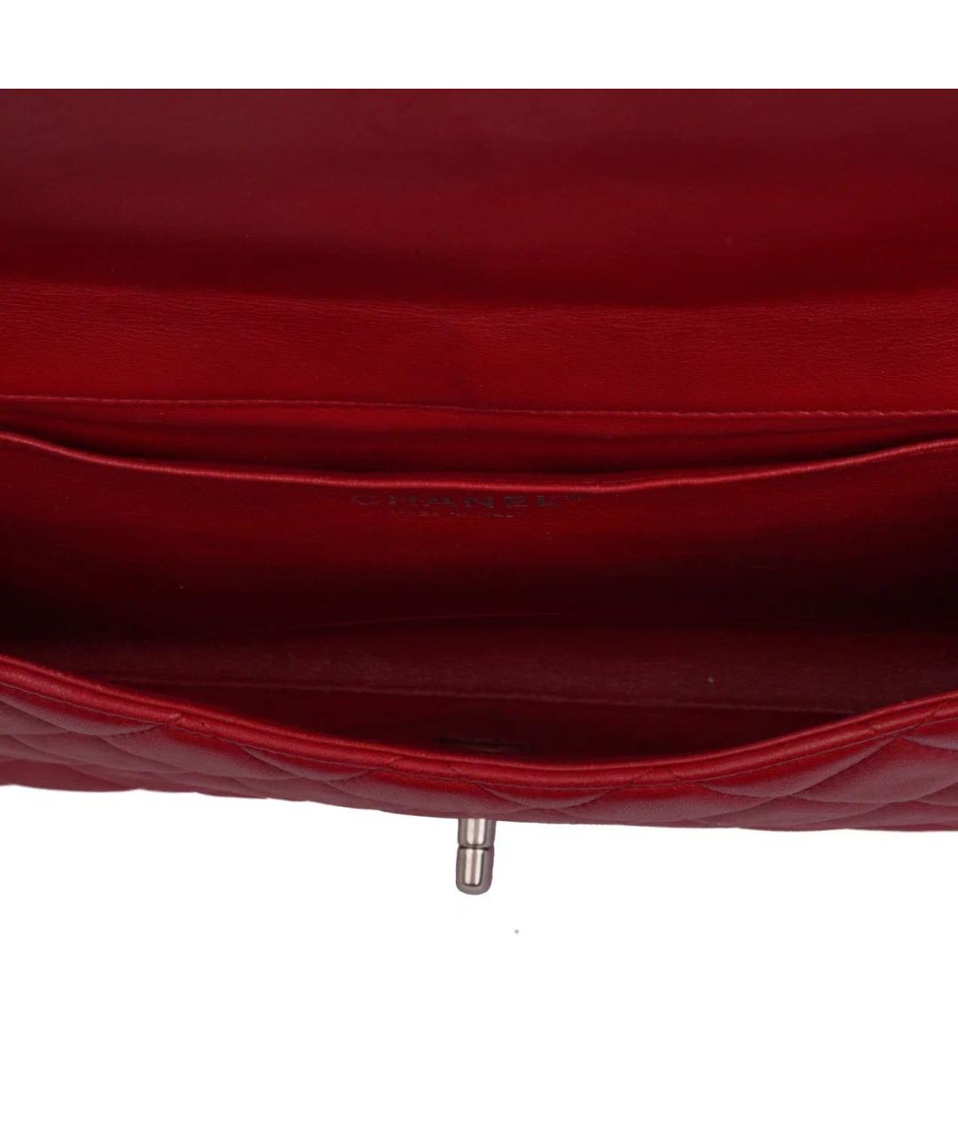 CHANEL Красная кожаная сумка с короткими ручками, фото 7
