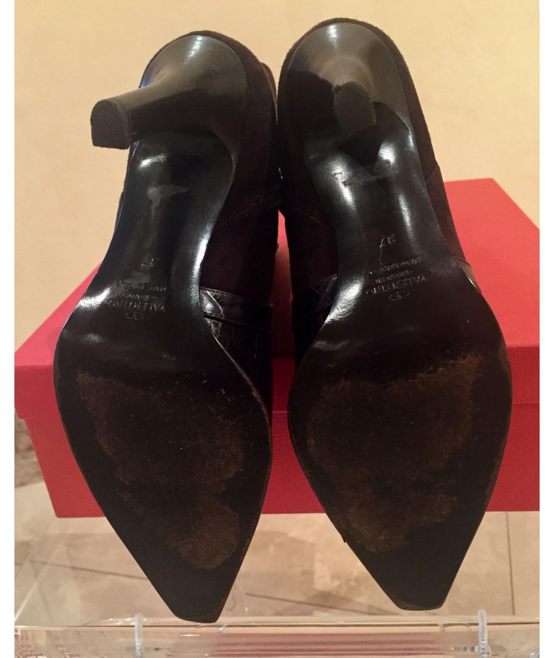 VALENTINO Коричневые кожаные ботильоны, фото 5