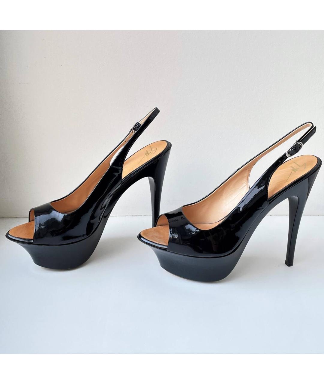 GIUSEPPE ZANOTTI DESIGN Черные босоножки из лакированной кожи, фото 2