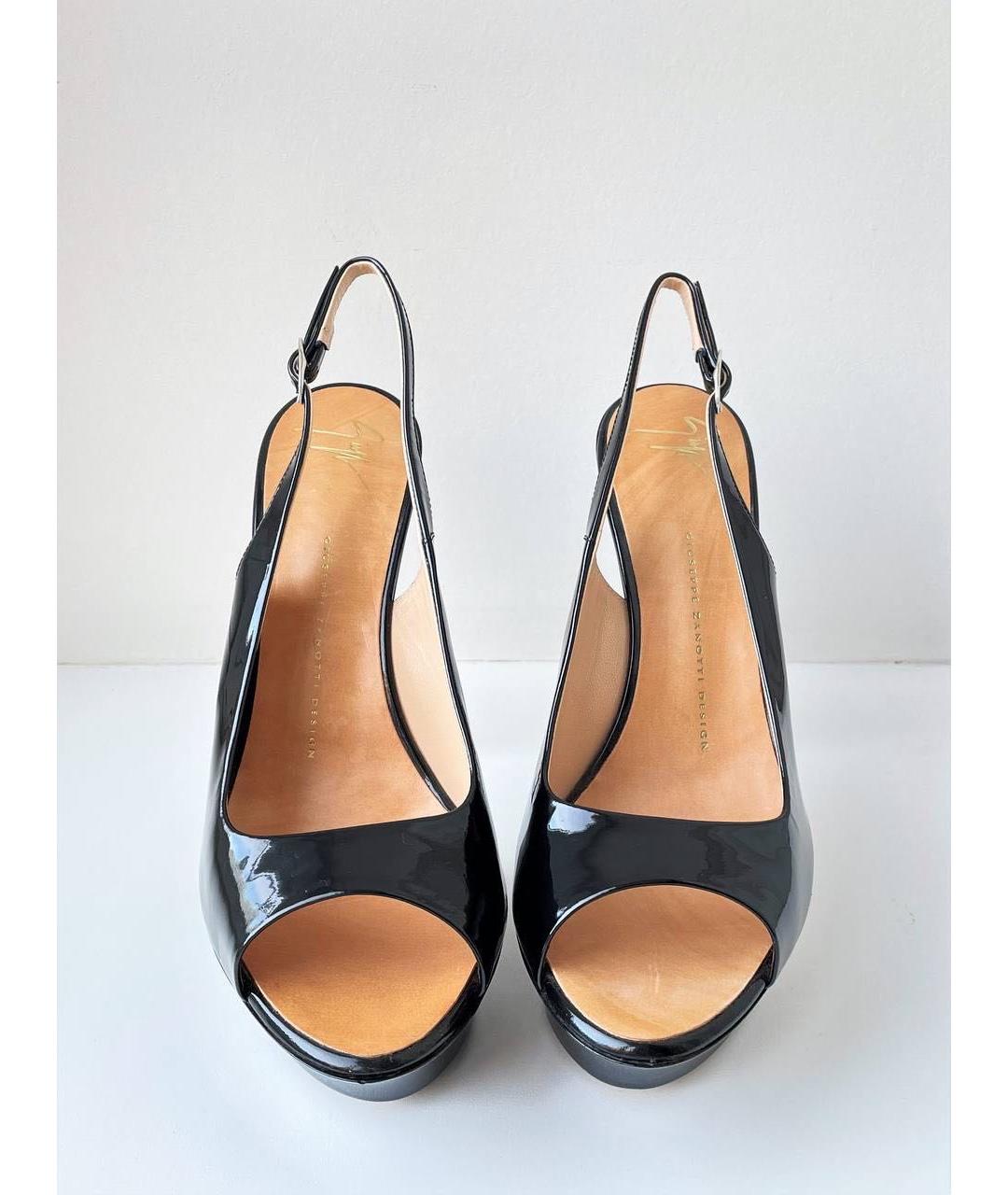GIUSEPPE ZANOTTI DESIGN Черные босоножки из лакированной кожи, фото 3