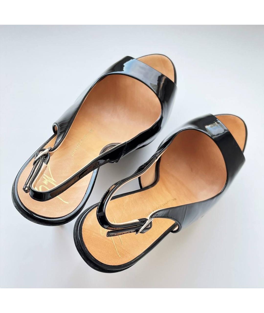 GIUSEPPE ZANOTTI DESIGN Черные босоножки из лакированной кожи, фото 6