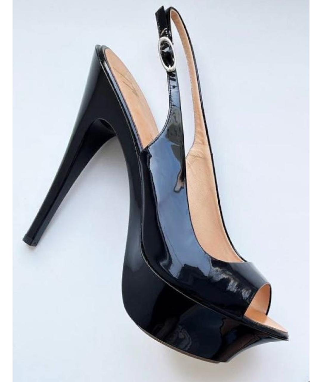 GIUSEPPE ZANOTTI DESIGN Черные босоножки из лакированной кожи, фото 9