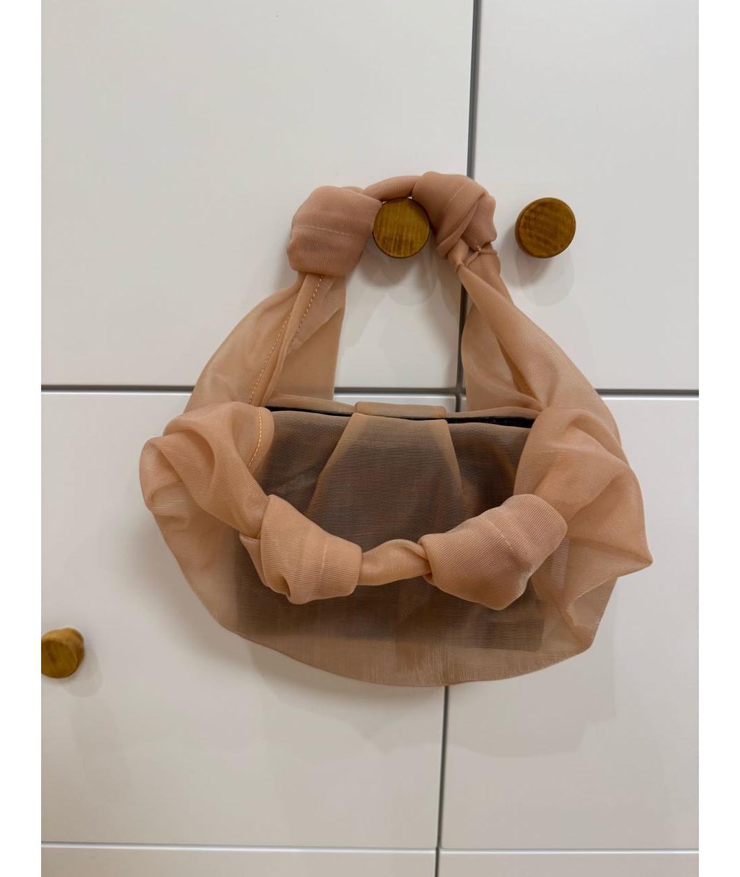 STAUD Розовая кожаная сумка с короткими ручками, фото 5