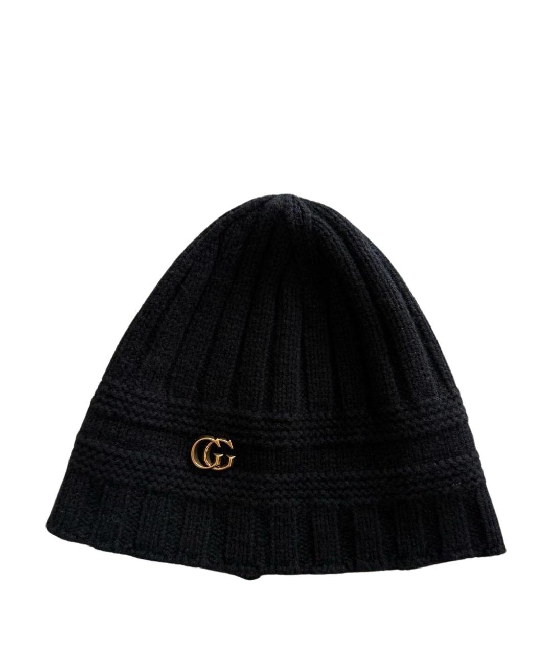GUCCI Черная шерстяная шапка, фото 1