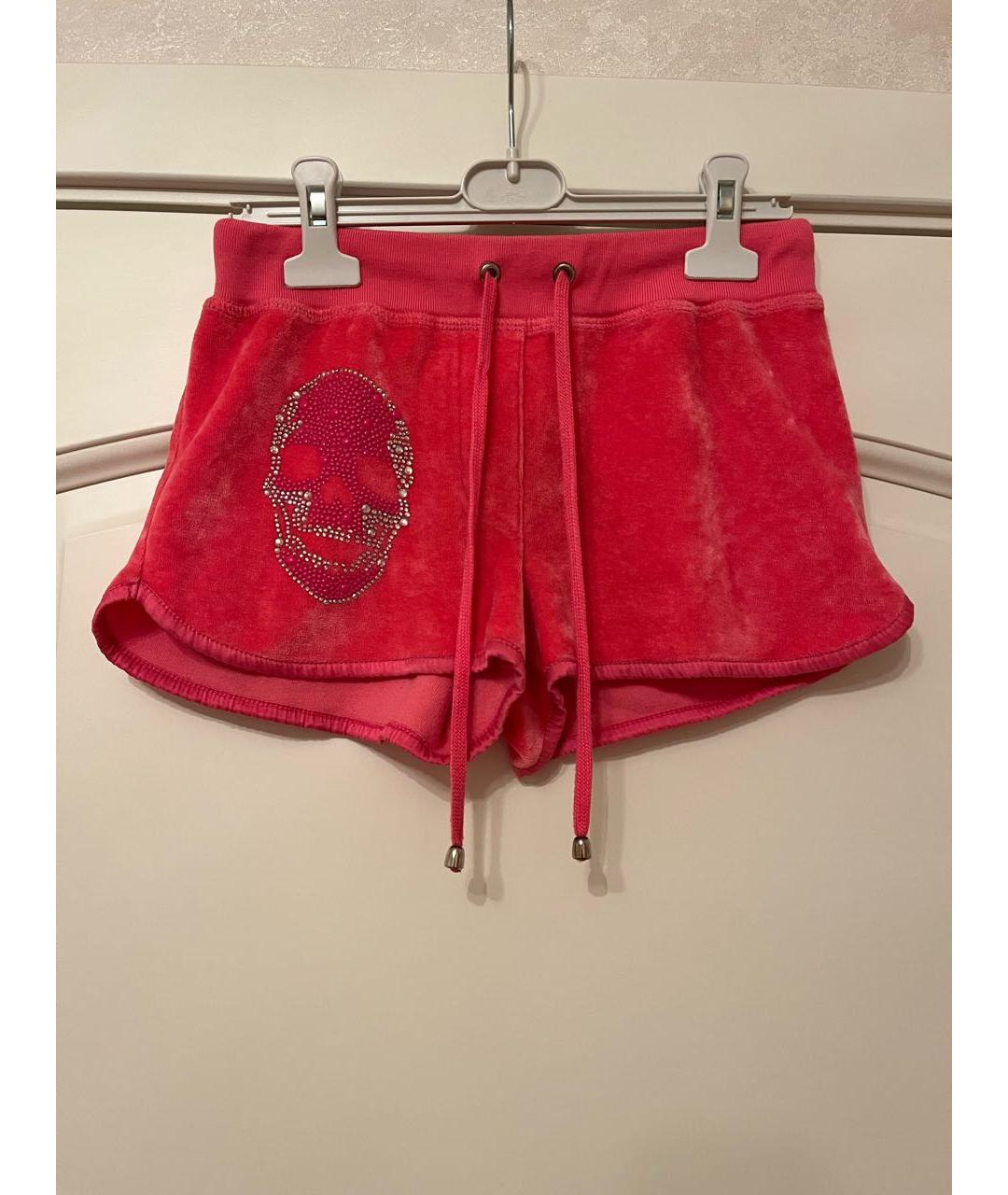 PHILIPP PLEIN Розовые велюровые шорты, фото 2