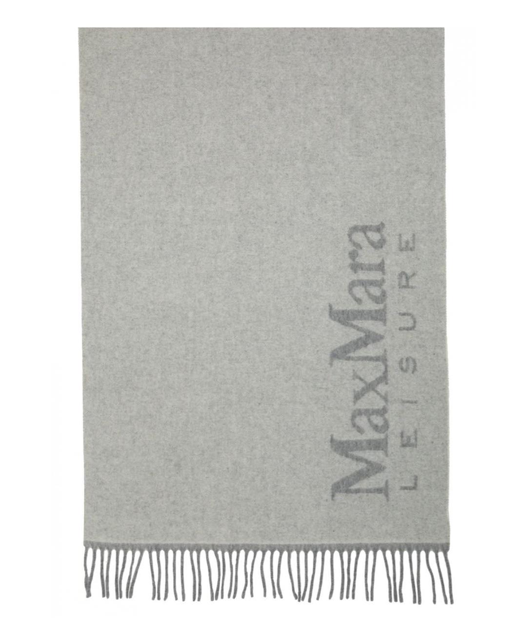 MAX MARA Серый шерстяной шарф, фото 3