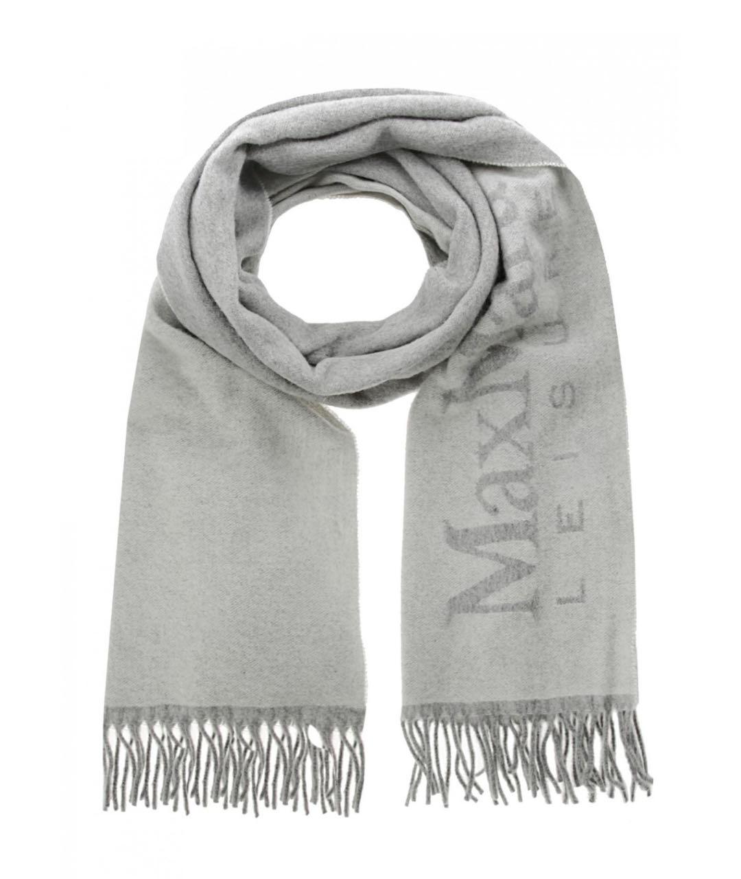 MAX MARA Серый шерстяной шарф, фото 1