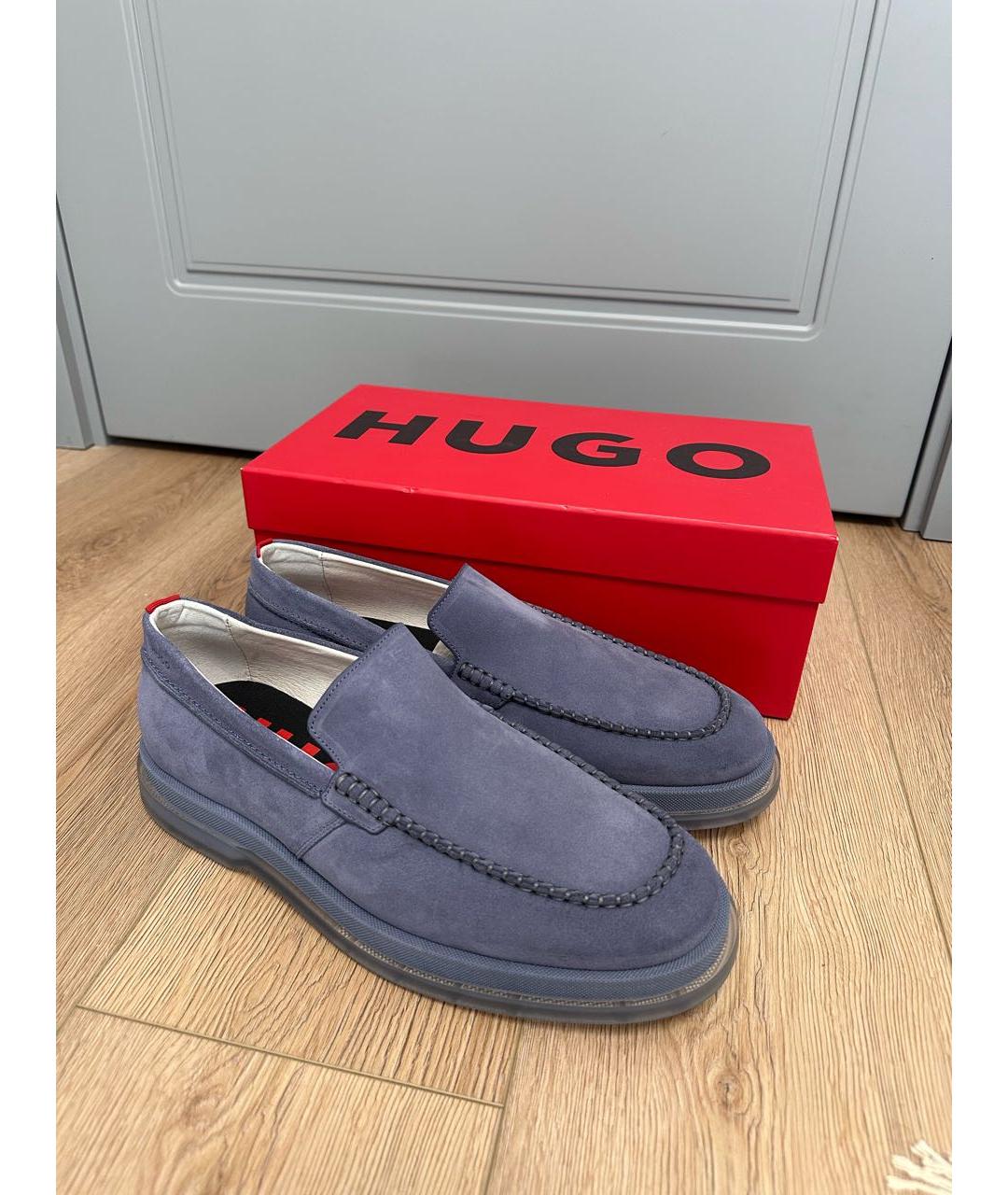 HUGO Голубые замшевые лоферы, фото 6