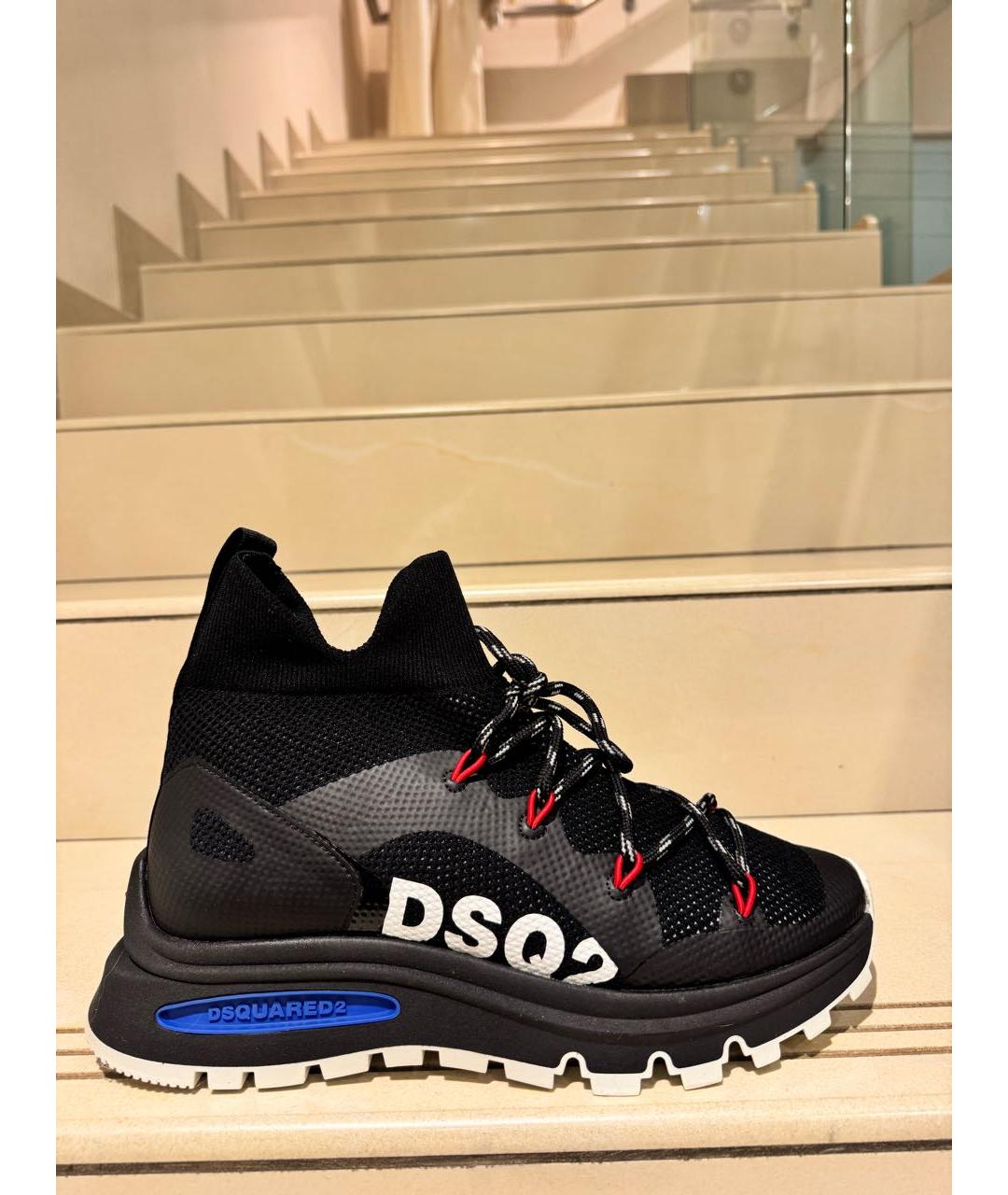 DSQUARED2 Черные текстильные высокие кроссовки / кеды, фото 5