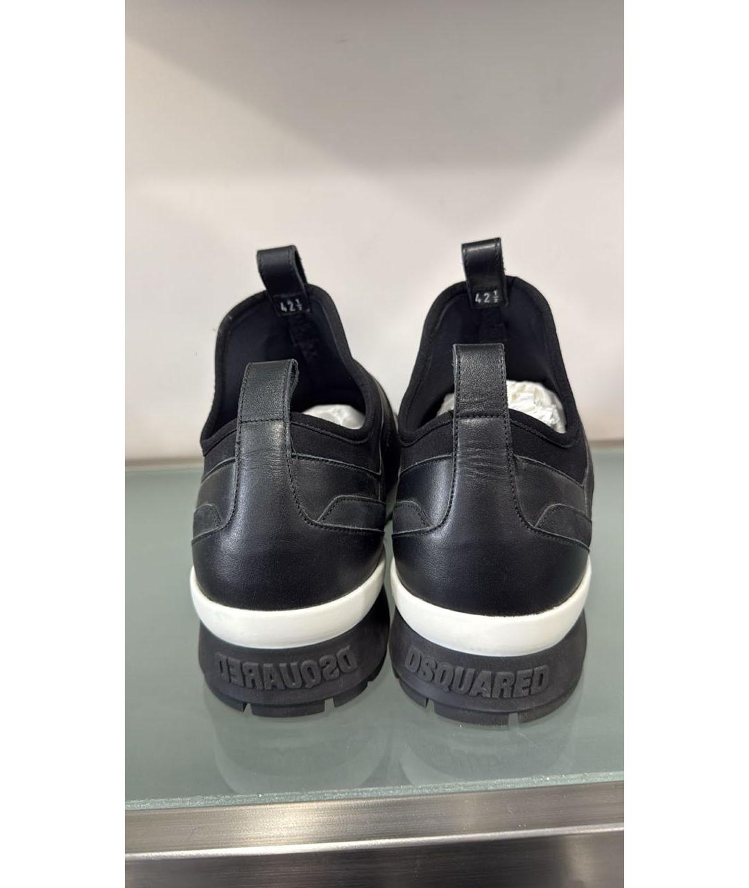 DSQUARED2 Черные кожаные низкие кроссовки / кеды, фото 3