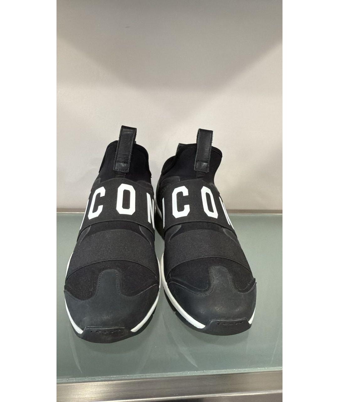 DSQUARED2 Черные кожаные низкие кроссовки / кеды, фото 2